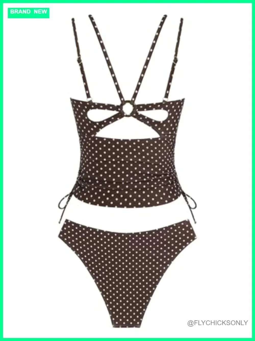 ZAFUL Tankini Two Piece Swimsuit Tummy Control V-Neck Spaghetti Strap Cheeky